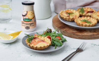 879- Mini Salmon Quiches With Cheesy Sauce / كيش السلمون و صلصة الجبن